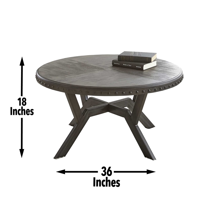 Alamo Round Coffee Table in Weathered Gray