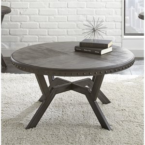 alamo round coffee table in weathered gray