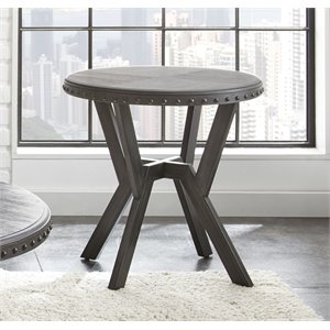 alamo round end table in weathered gray