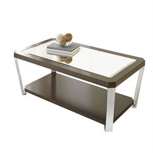 Steve Silver Truman Mirror Top Coffee Table in Espresso Chocolate
