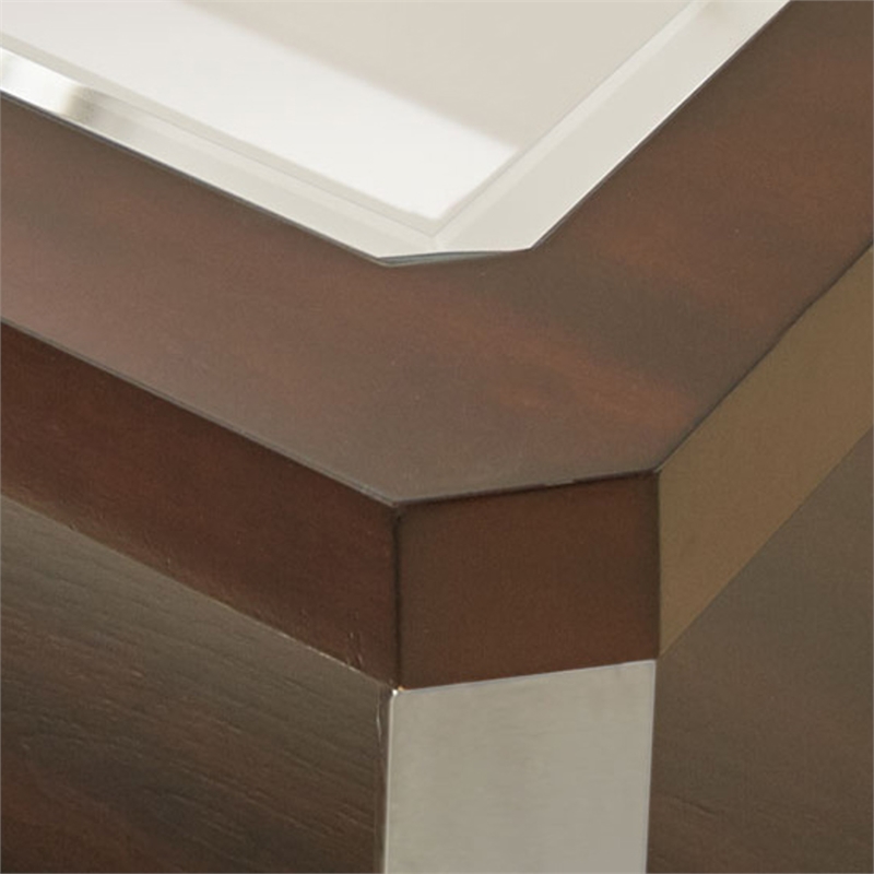 Steve Silver Truman Mirror Top Coffee Table in Espresso Chocolate