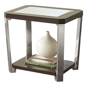 Steve Silver Truman Mirror Top End Table in Espresso Chocolate