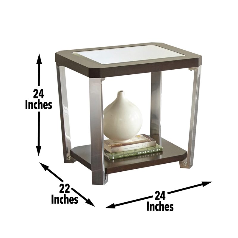 Steve Silver Truman Mirror Top End Table in Espresso Chocolate
