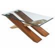 Tasha Glass Top Coffee Table with  Natural and Deep Cherry Base