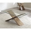 Tasha Glass Top Coffee Table with  Natural and Deep Cherry Base