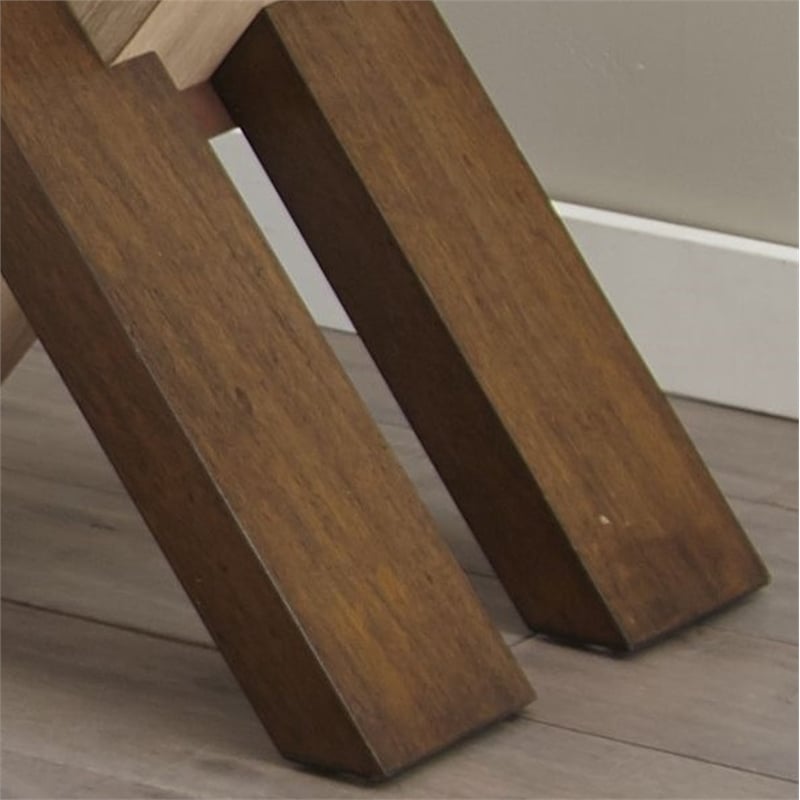 Tasha Square Glass Top End Table with  Natural and Cherry base