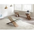 Tasha Square Glass Top End Table with  Natural and Cherry base