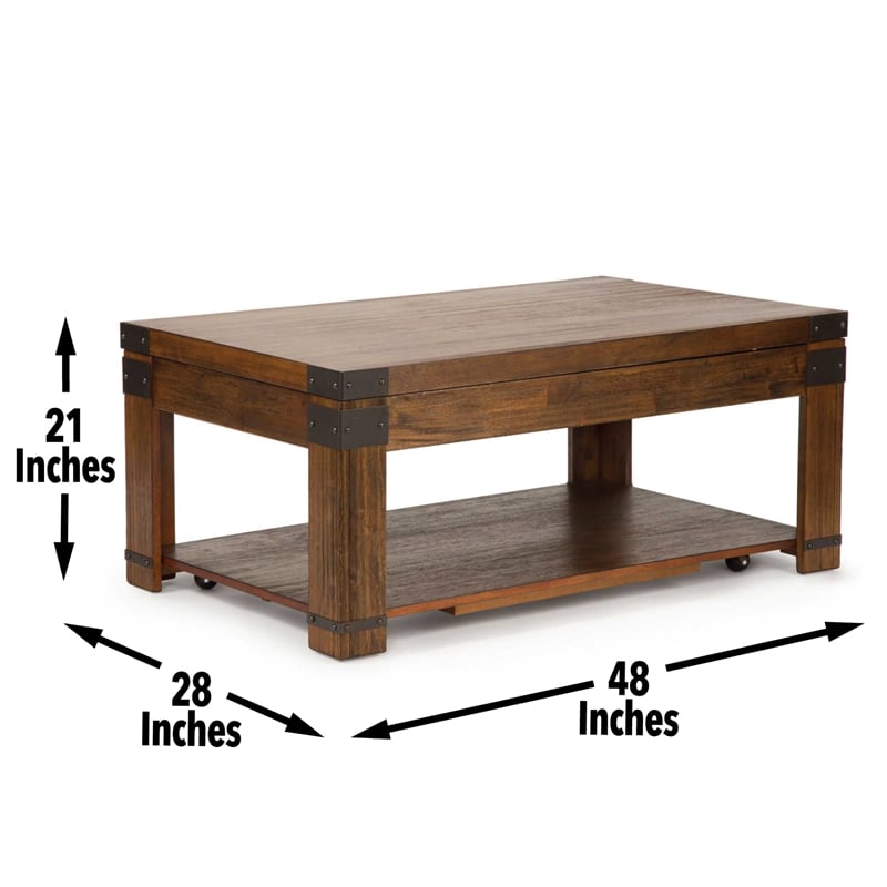 Arusha Lift Top Coffee Table with Casters in Cherry