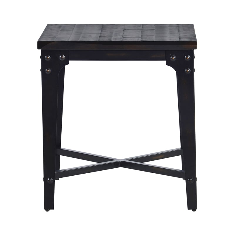 sherlock square end table in distressed tobacco brown
