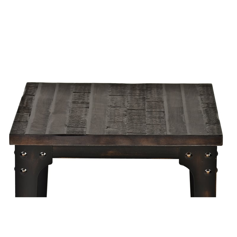 sherlock square end table in distressed tobacco brown