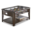 Diletta Foosball Game Coffee Table with Casters in Walnut Wood Finish