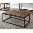 Lorenza Coffee Table in Distressed Brown Wood top and Nickel frame