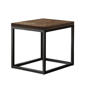 lorenza square end table in brown distressed wood