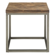 Lorenza Square End Table in Brown Distressed Wood