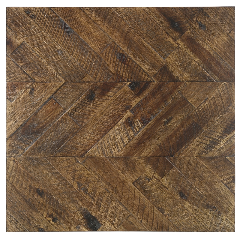 Lorenza Square End Table in Brown Distressed Wood