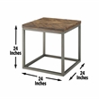 Lorenza Square End Table in Brown Distressed Wood