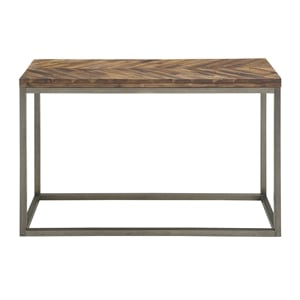 Lorenza Console Table in Distressed Brown Wood with Nickel base