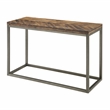 Lorenza Console Table in Distressed Brown Wood with Nickel base