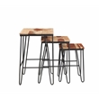Tristan 3 Piece Nesting Table Set in Brown Sheesham wood with black metal base