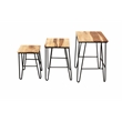 Tristan 3 Piece Nesting Table Set in Brown Sheesham wood with black metal base