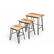 Tristan 3 Piece Nesting Table Set in Brown Sheesham wood with black metal base
