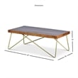 Walter Coffee Table in Warm Brown Pine and Brass