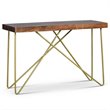 Walter Console Table in Warm Brown Pine and Brass