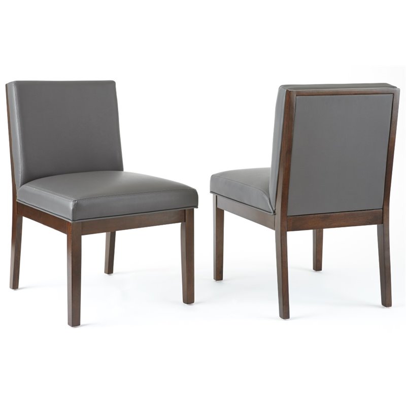 Steve Silver Emma Leather Parsons Dining Chair In Gray