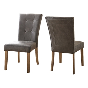 Debby Button Tufted Parson Dining Side Chair in Bomber Gray fabric