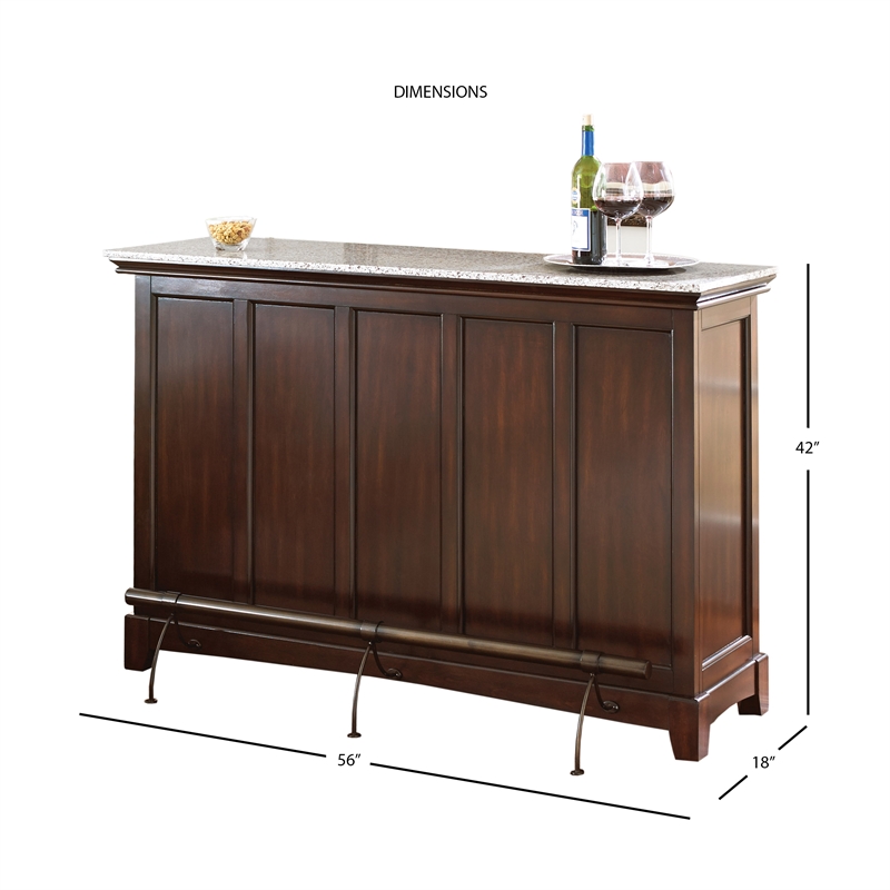 Newbury Home Bar with Foot Rail in Medium Cherry Homesquare