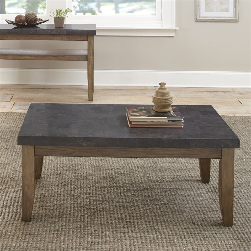 Steve Silver Debby Bluestone Top Coffee Table In Driftwood Db700c