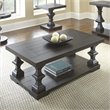 Dory Coffee Table in Ebony Finish with planked top and pedestal base