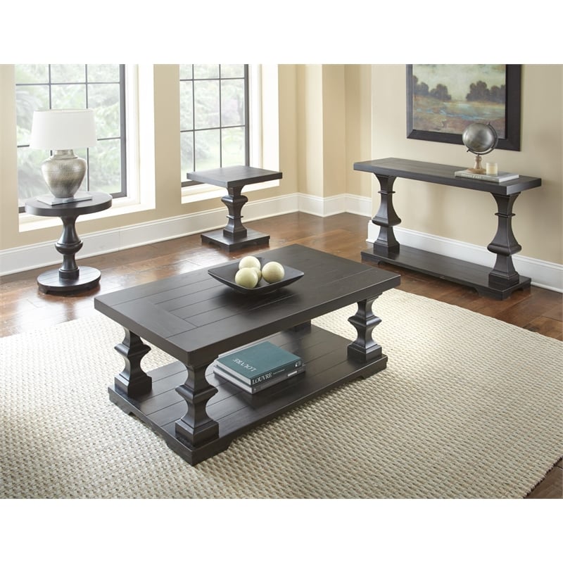 Dory Console Table in Ebony with Plank topped detail