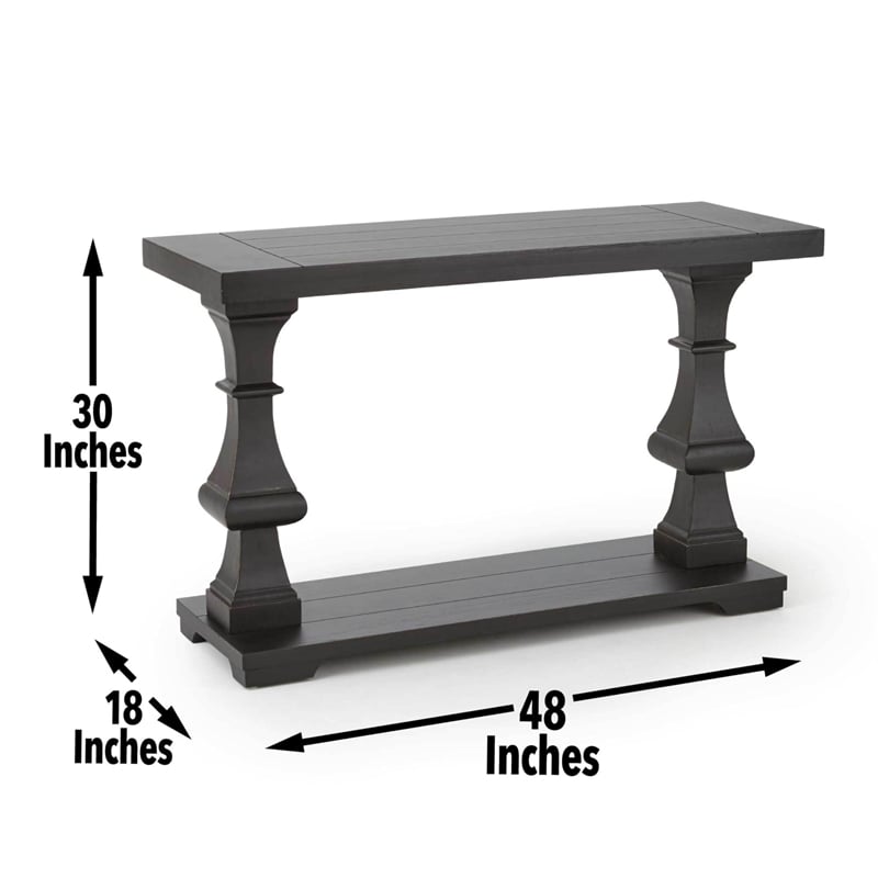 Dory Console Table in Ebony with Plank topped detail