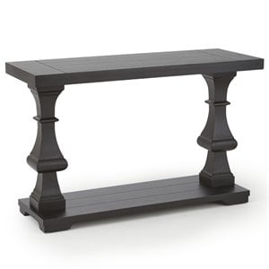 dory console table in ebony black with plank topped detail