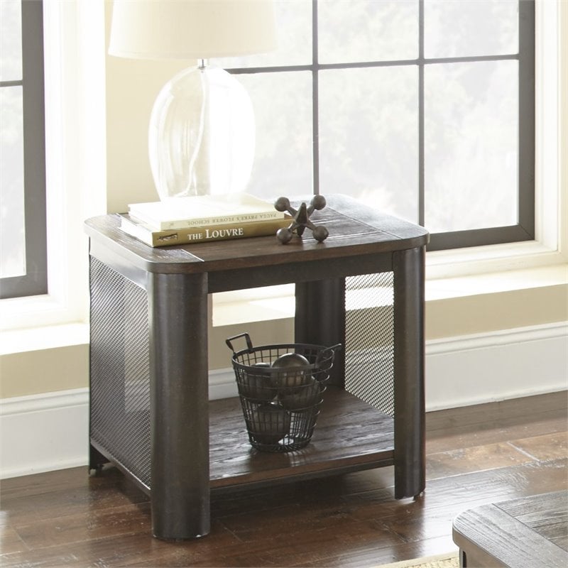 Barrow Wood End Table in Chocolate Mocha Brown Finish