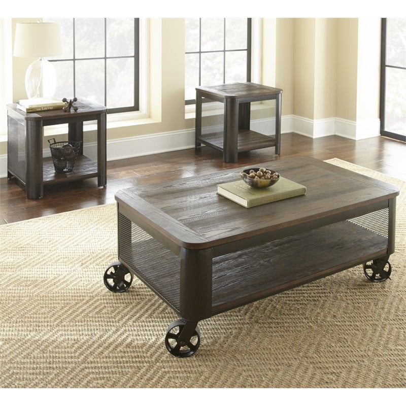Barrow Wood End Table in Chocolate Mocha Brown Finish