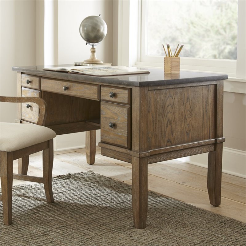 Steve Silver Debby Bluestone Top Writing Desk In Driftwood