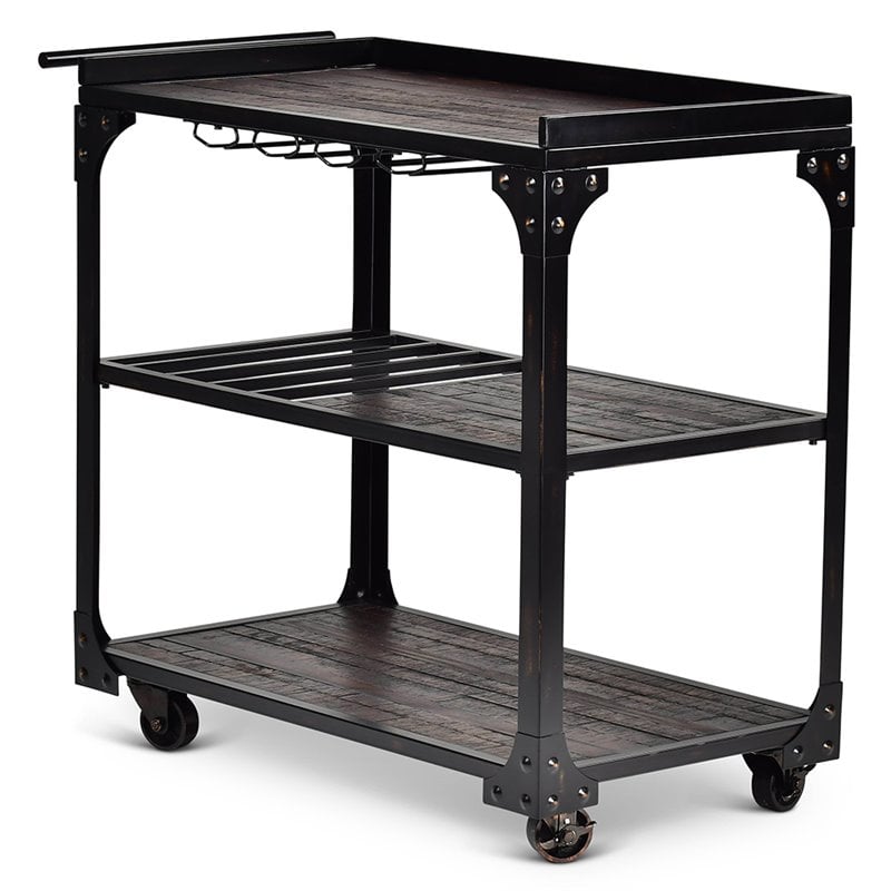 Sherlock Bar Cart in Tobacco Brown and Black Frame