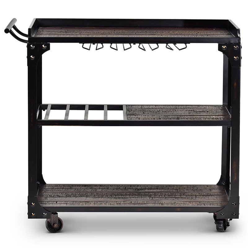 Sherlock Bar Cart in Tobacco Brown and Black Frame