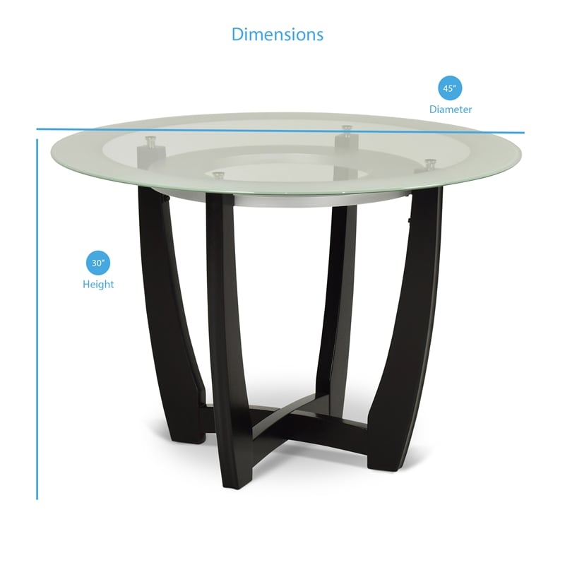 Verano 45 Round Glass Top Dining Table, 45 Round Glass Table Top
