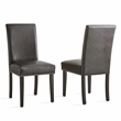 Verano Upholstered Faux Leather Dining Side Chair in Black with Espresso Finish
