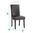 Verano Upholstered Faux Leather Dining Side Chair in Black with Espresso Finish