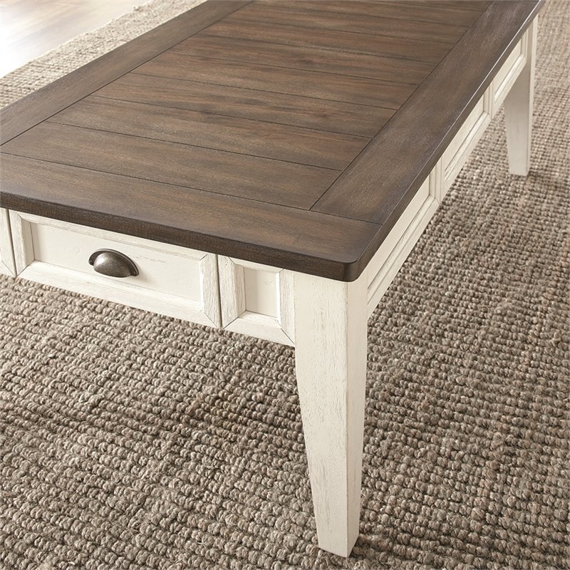 Steve Silver Cayla Storage Coffee Table In Dark Oak And White - White And Dark Oak Coffee Table Steve Silver Cayla Storage Coffee Table In Dark Oak And White - White And Dark Oak Coffee Table