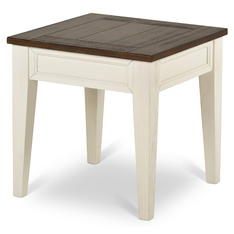 Cayla 1 Drawer End Table in Dark Oak and White