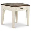 Cayla 1 Drawer End Table in Dark Oak and White