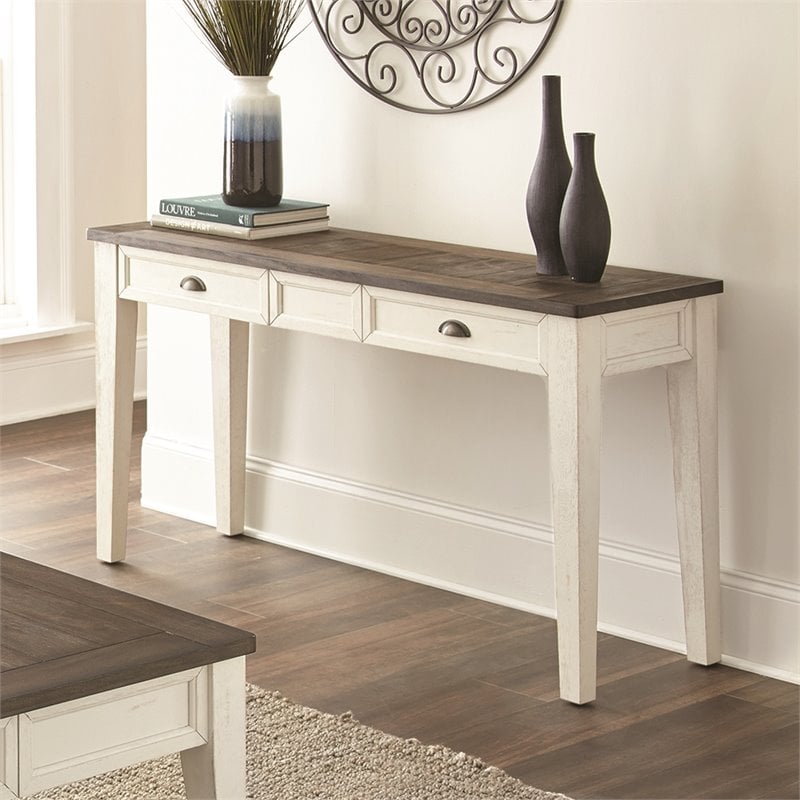 Cayla Console Table in Dark Oak and White