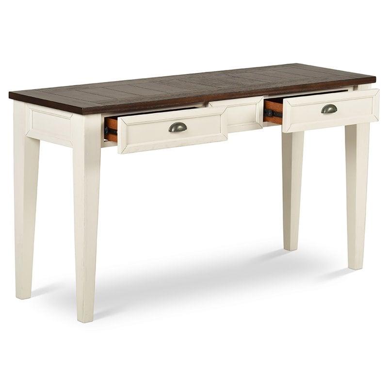 Cayla Console Table in Dark Oak and White
