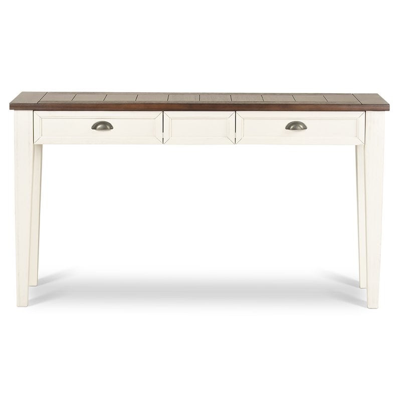 Cayla Console Table in Dark Oak and White