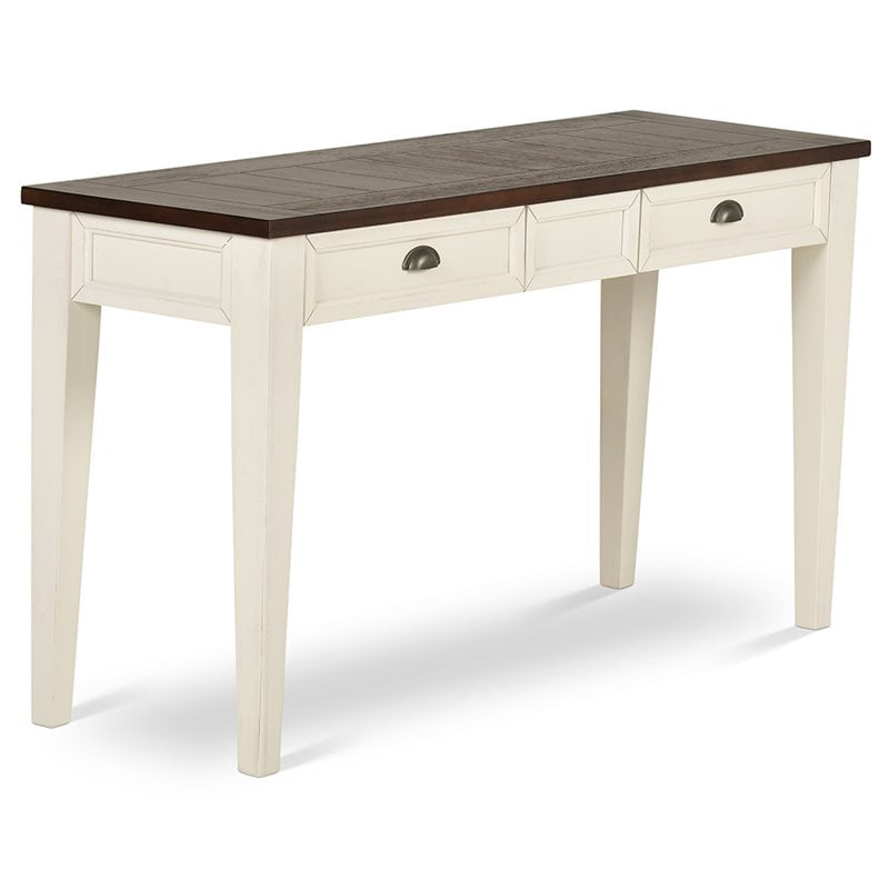 Cayla Console Table in Dark Oak and White